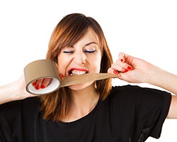 Patient in Dallas biting duct tape