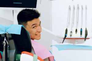Man in dentist’s chair for a checkup